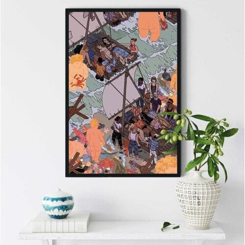 Illustrated Posters by Ilya Milstein Cartoon Wall Art Decor Pictures Silk Spun Cloth Print Painting for Living Room Bedroom Dorm