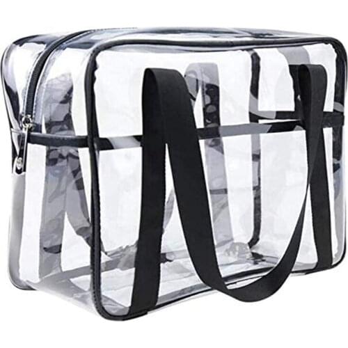 Cosmetic Bag Transparent Handbag Thickened Cosmetic Bag Waterproof Makeup Artist Big Bag Diaper Shoulder Bag Beach Bag