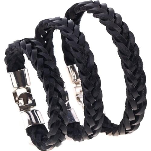Trendy simple Leather woven Bracelets & Bangles for man woman Wristband unisex Jewelry Accessories Boys Gift