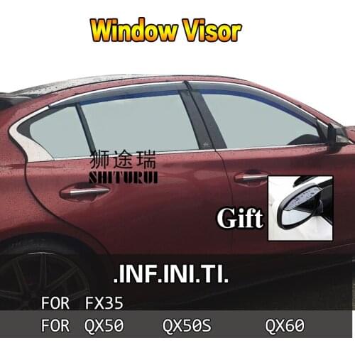SHITURUI Window Visor Vent Sun Rain Deflector Guard For Infiniti FX35 QX50 Q50L QX50S QX60 ESQ JUKE stainless steel