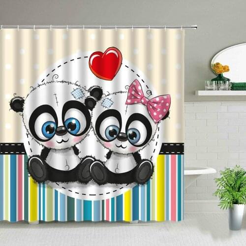 Creative cute cartoon panda shower curtain windproof bathroom decoration home decoration