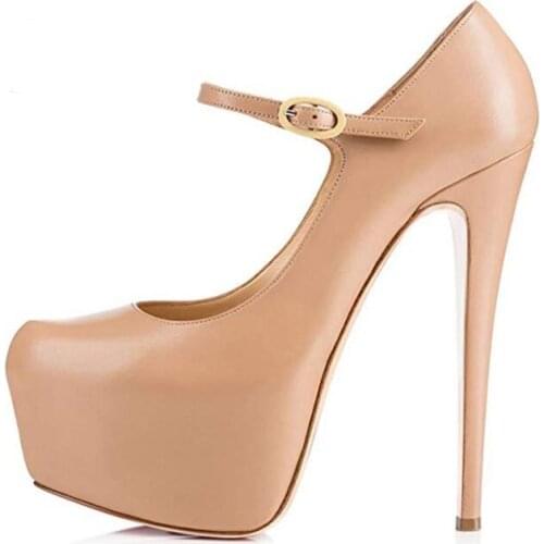 Moraima Snc Woman Platform Pumps Sexy Ankle Strap Super High Dress Shoes Nude Black Matte Leather Ankle Strap High Heel Shoes