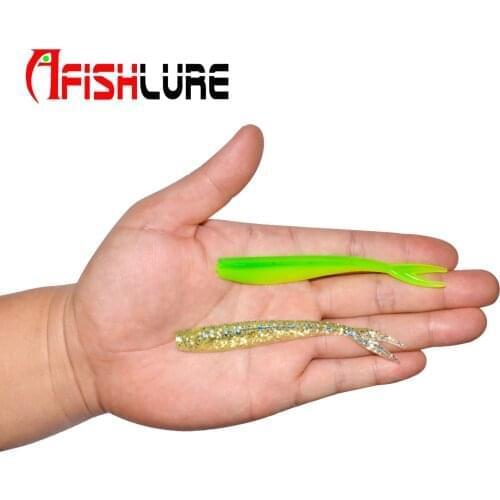 70mm Double Color Soft Plastic Fishing Lures Wholesale Fork Tail Shad Lure Bait