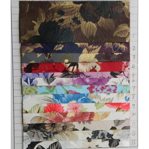 New fashion paint artificial PVC leather fabric for handbag decoration mirror flower printed wholesale