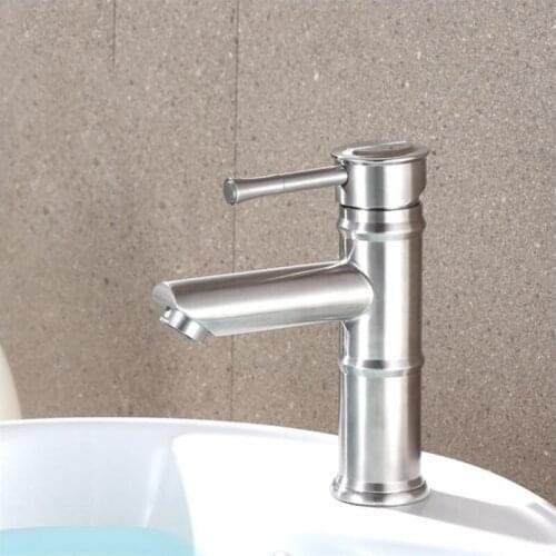 New Deck Mounted Bamboo Festival Brushed Bathroom Faucet Vanity Vessel Sinks Mixer Tap Cold And Hot Water Tap