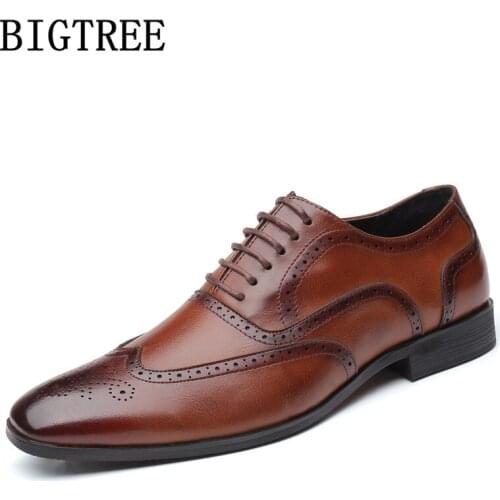 Oxford Leather Shoes Men Formal Vintage Shoes Men Elegant Coiffeur Luxury Brand Brogue Shoes Men Wedding Dress Erkek Ayakkabi