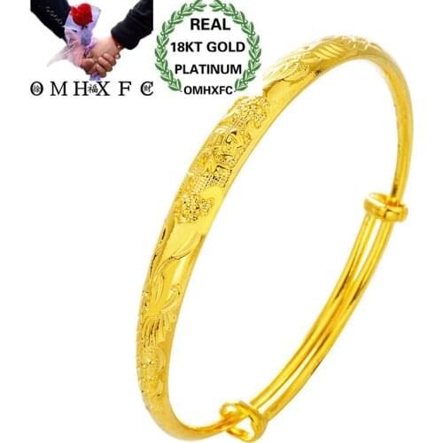 OMHXFC Wholesale European Fashion Woman Girl Party Wedding Gift Dragon Phoenix 18KT Gold Bangles Bracelets BE20