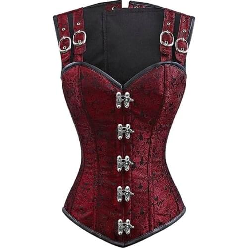 Wholesale Tank Corset Faux Synthetic Leather Bustier Vest Gothic Gorset Front Buckle Rivet Korsett For Women Korse Outfit S-XXL