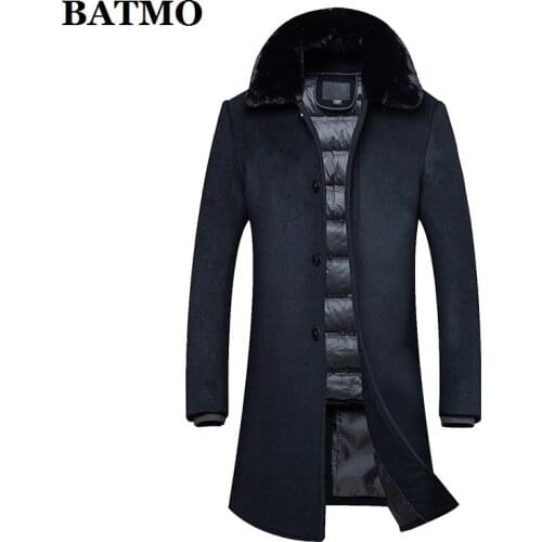 BATMO new arrival winter 90% white duck down liner thicked wool trench coat men,mens wool jackets,mens wool warm coat 3088