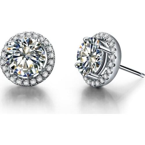 Stunning 0.5Ct/each Tested Positive D Moissanite Diamond Stud Earrings for Women Solid 18K 750 White Gold Wedding Earrings