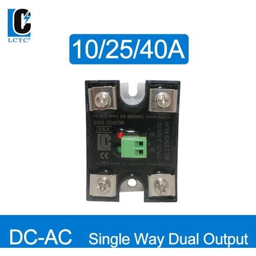 SSR-2DA10A 25A 40A Dc Control Ac Single Way Dual Output Control Single Phase Solid State Relay