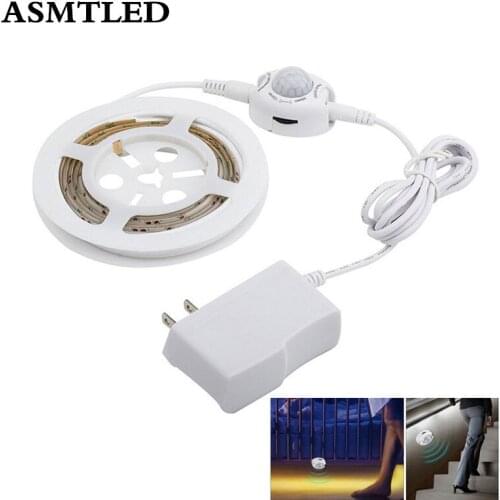 Cabinet Light Night Sensor 1.5m / 1.5x2m Motion Sensor LED Strip Set Bedroom Closet Stairs Wardrobe Lamp EU US 12V Power Supply