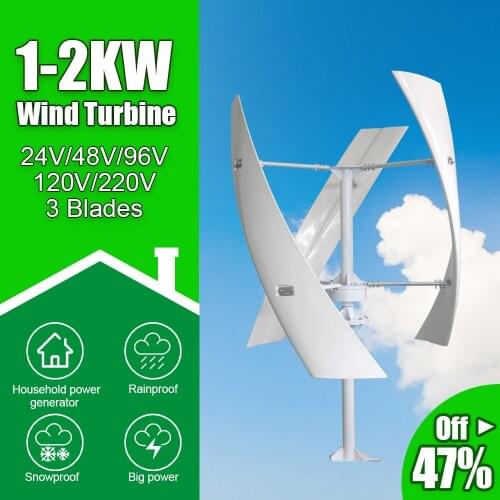 Free Energy Windmill 1KW 1.5KW 2KW Vertical Axis Wind Turbine Generator 24V 48V 96V 120V 220V Low RPM For Home Use