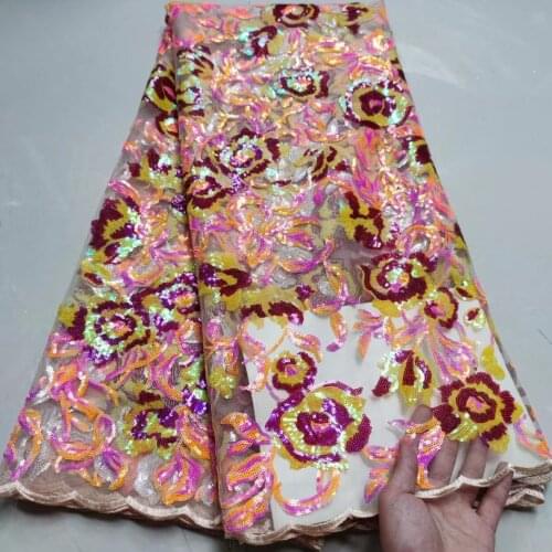 XIUYSAI Latest African Lace Fabric 2020 High Quality Wedding french lace fabric With Sequins For Nigerian bridal lace fabric