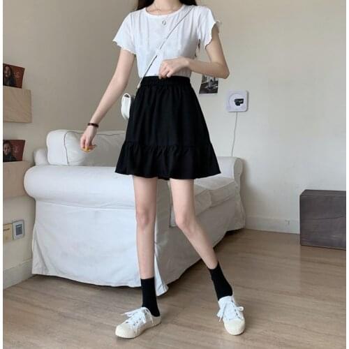 Pleated Skirt Female Summer High Waist A-line Skirt Bag Hip Short Skirt Thin White Draped Skirt