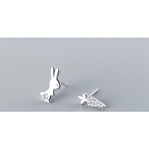 MloveAcc 100% 925 Sterling Silver Fashion Cute Small Rabbit Turnip Stud Earrings Gift for School Girls Teen Lady