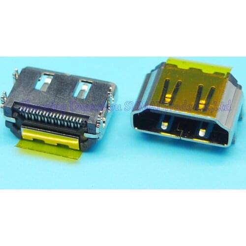 10pcs/lot HDMI female Jack 19pin HDMI Connector For samsung hp acer lenovo etc VGA Connector 180 Degree 4 fix foot
