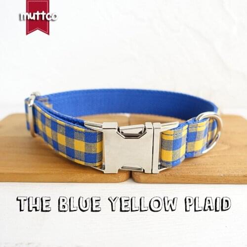 10pcs/lot MUTTCO flexible handmade pet strap THE BLUE YELLOW PLAID Chihuahua Poodle walking training dog leash collar UDC068