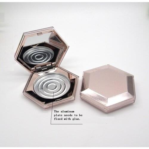 15 pcs/lot Empty Compact Powder Container Hexagon Shaped Dia,54mm Makeup Packaging High Light Powder Blush Compact with Mirror