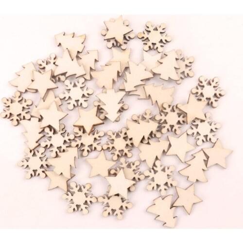 Handmade Wooden Crafts Accessory Home Decoration Scrapbookings DIY Mix Christmas Tree snowflake stars Wood Ornaments 16mm 100pcs