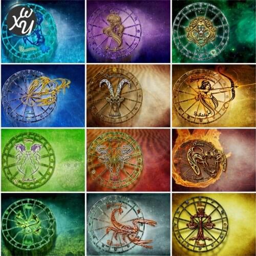 Diamond Mosaic Rhinestone 12 Constellations Embroidery with Diamonds Full Drill Square Round Diamond Painting Cross Stitch Decor