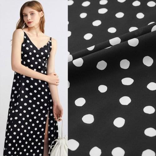 Irregular Wave Point On Black Cotton Fabric For Dress Tissus Au MÈTre Telas Por Metro Sewing Ткань Для Шитья Vestidos Tissu Tela