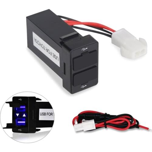 For TOYOTA 12v 24v Dual Usb Car Charger Usb 2.1A 2 Port Interface Auto Power Adapter Dashboard Socket Car Modification