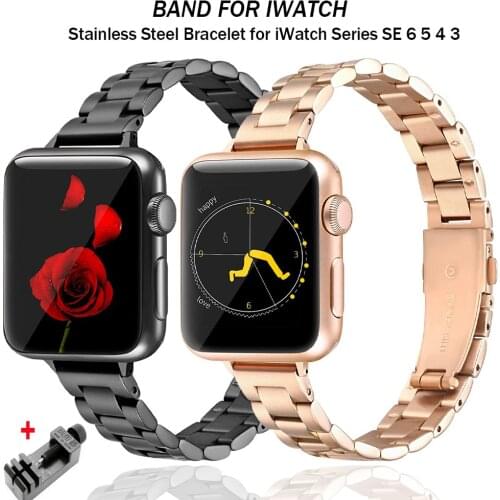Stainless Steel Band for Apple Watch 6 SE 40mm 44mm Slim Metal Link Bracelet Strap for iWatch Series 5/4/3/2 38mm 42mm Women