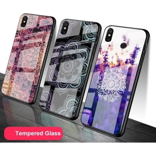 Mandala Floral Tempered Glass Phone Case For Redmi Note 5 6 7 8 9 Pro Note8T Note9S Redmi8 9 Cover Shell