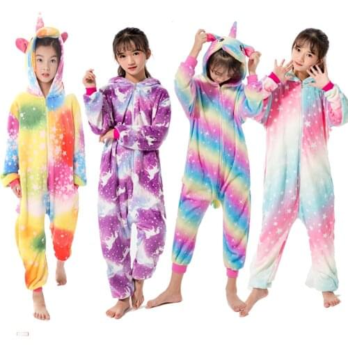 Kigurumi Kids Winter Kigurumi Pajamas Boys Animal Pajamas Children Cartoon Oneise Sleepwear Jumpsuits Kids Overall for 4-12Yrs