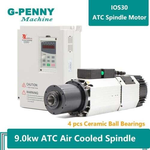 9.0KW ATC Automatic Tool Change spindle motor with Fulling 11kw Inverter Air cooled 220v/380v wood working spindle motor