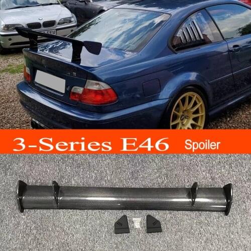 E46 Real Carbon Fiber GT-style Car-styling Sporty Rear Trunk Wing Spoiler for BMW 3 Series E46 2-Door 4-Door 1998-2006
