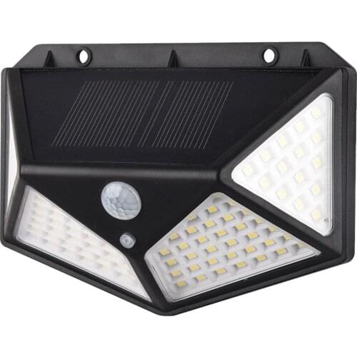 100 LED Solar Light 4-side Outdoor Solar Lamp PIR Motion Sensor Wall Light Waterproof Solar Powered Sunlight for Garden Decor