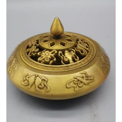 China brass eight treasure incense burner crafts statue