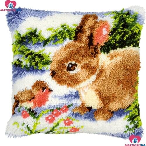 Rabbit Latch Hook kits Pillow Unfinished kits Handmade Embroidery Accessories Printed Canvas set Cushion Latch Hook Rug Kits
