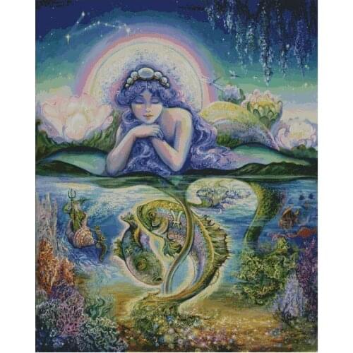 Large version Pisces Zodiac Top Quality Embroidery Needlework 14CT Unprinted Cross Stitch Kits DIY Art Handmade Home Decor