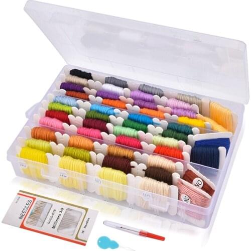 Embroidery Floss Cross Stitch Thread Storage Box Kit Sekin Threader Bobbins Sewing Needles Embroidery Starter Kit Kid