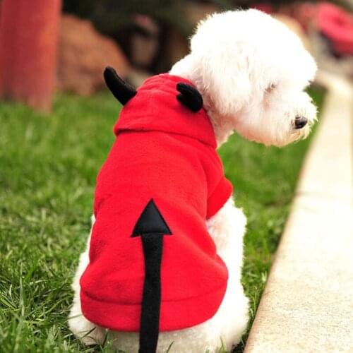 Halloween Dog Clothes Pet Hoodies Dog Costume Horns Design Theme Party Hooded Winter Warm Coat For Small Medium Dogs