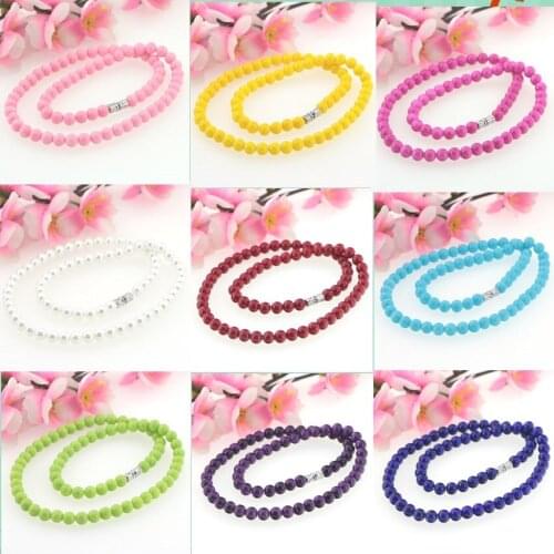 New Sweet Pearl Necklace 6mm Round Bead Shell Imitation Pearl 22 Color Girl Gift Christmas Production Wholesale Price 16inch