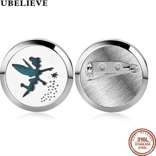 UBELIEVE 316L Stainless Steel Pendants Brooches For Women Magnetic Locket Stainless Steel Lapel Pins Fashion Jewelry