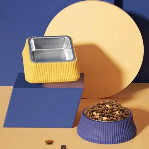 Stainless Steel Square Dog Bowl Non-slip Dogs Cats Drinking Dish Feeder Pet Bowls For Pet Supplies Feeding Bowls