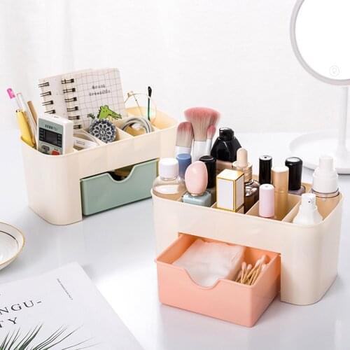 PP Plastic Cosmetic Storage Box Multifunction Desktop Storage Boxes Drawer Makeup Organizers Stationery Storage Organizer