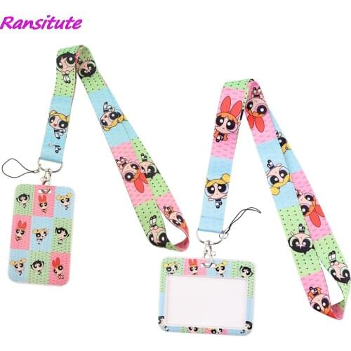 Ransitute R1998 Cartoon Girl Personality Card Holder ID Holder Bus Card Holder Staff Card Lanyard For Keys Phone DIY Hang Rope