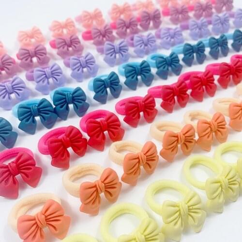 10pcs/bag 2cm Bow Girls Scrunchie Elastic Hair Bands Kids Baby Rubber Headband Decorations Ties Gum For Mini Hair Accessories