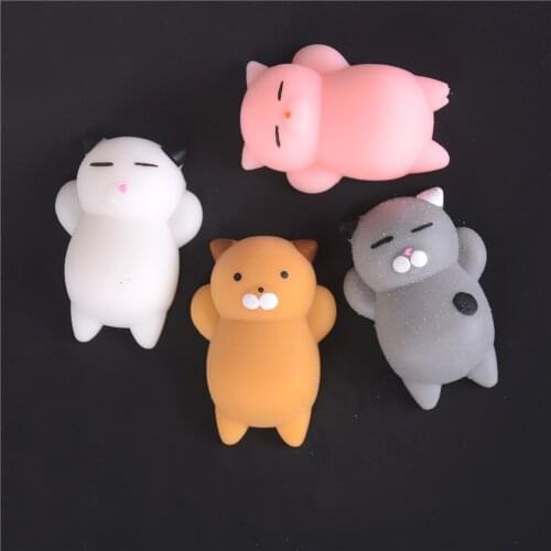 Cute 3D Soft Cats Squishy Toys Phone Strap For Mobile Phone Kawaii Marshmallow Soft Silicone Gel Finger Pinch Squeeze Lovely Toy