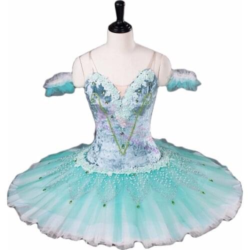 Light green adult professional ballet tutu classical ballet tutus Aqua pancake performance competition ballet stage costume