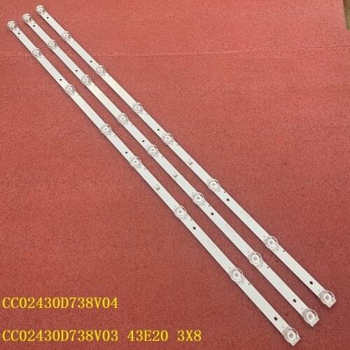 3pcs/set 8LED LED bar For CC02430D738V04 CC02430D738V03 43E20 3X8 8S1P 1410 0D20 43LST5970 F43E8000Q PT430CT02-1