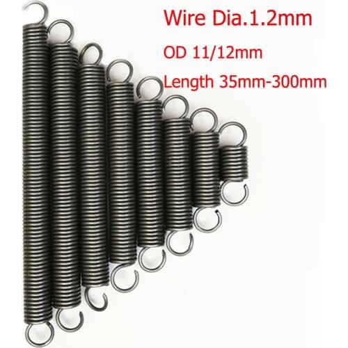 2pcs Tension Extension Spring Expansion Springs Wire Diameter 1.2mm Length 35mm-300mm Out Diameter11/12mm