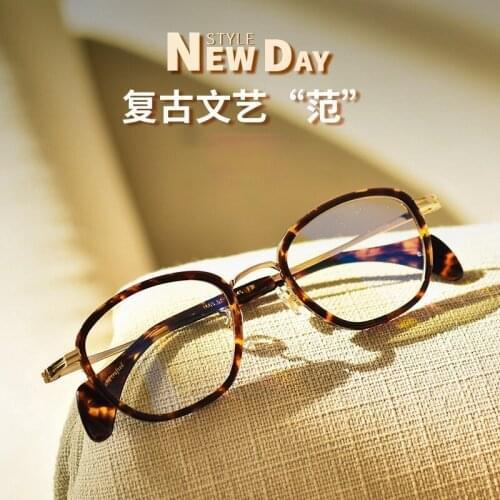Japanese pure titanium retro plate ring ultra-light glasses male transparent anti-blue mirror frame female eyeglasses frames