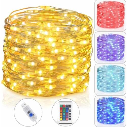 16 Colors Remote Control USB Power Supply Multicolor Christmas Lights Suitable for Wedding Holiday Party Decoration Fairy Lights